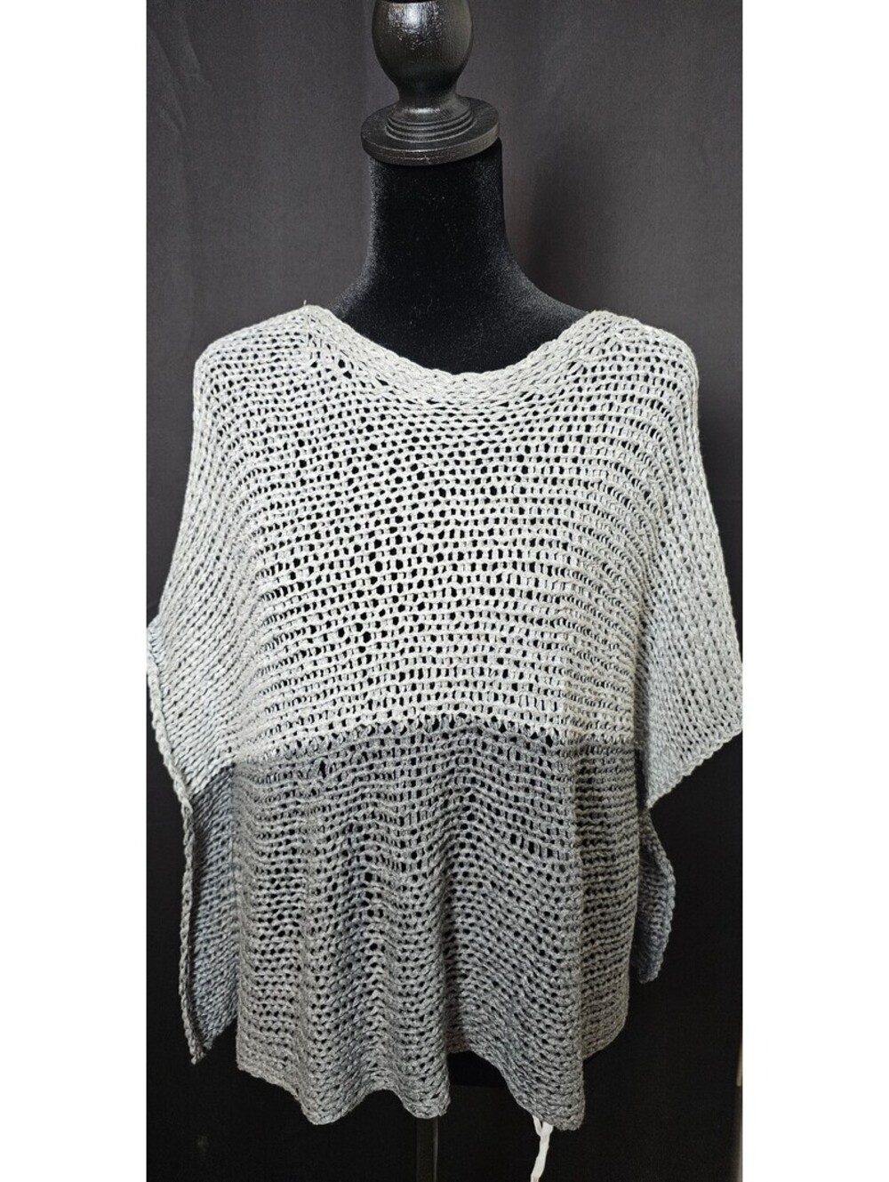 Eileen Fisher Blouse Gray Women L One Size Knit Ombre Open